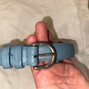 Coach Blue Leather Belt with Silver Buckle